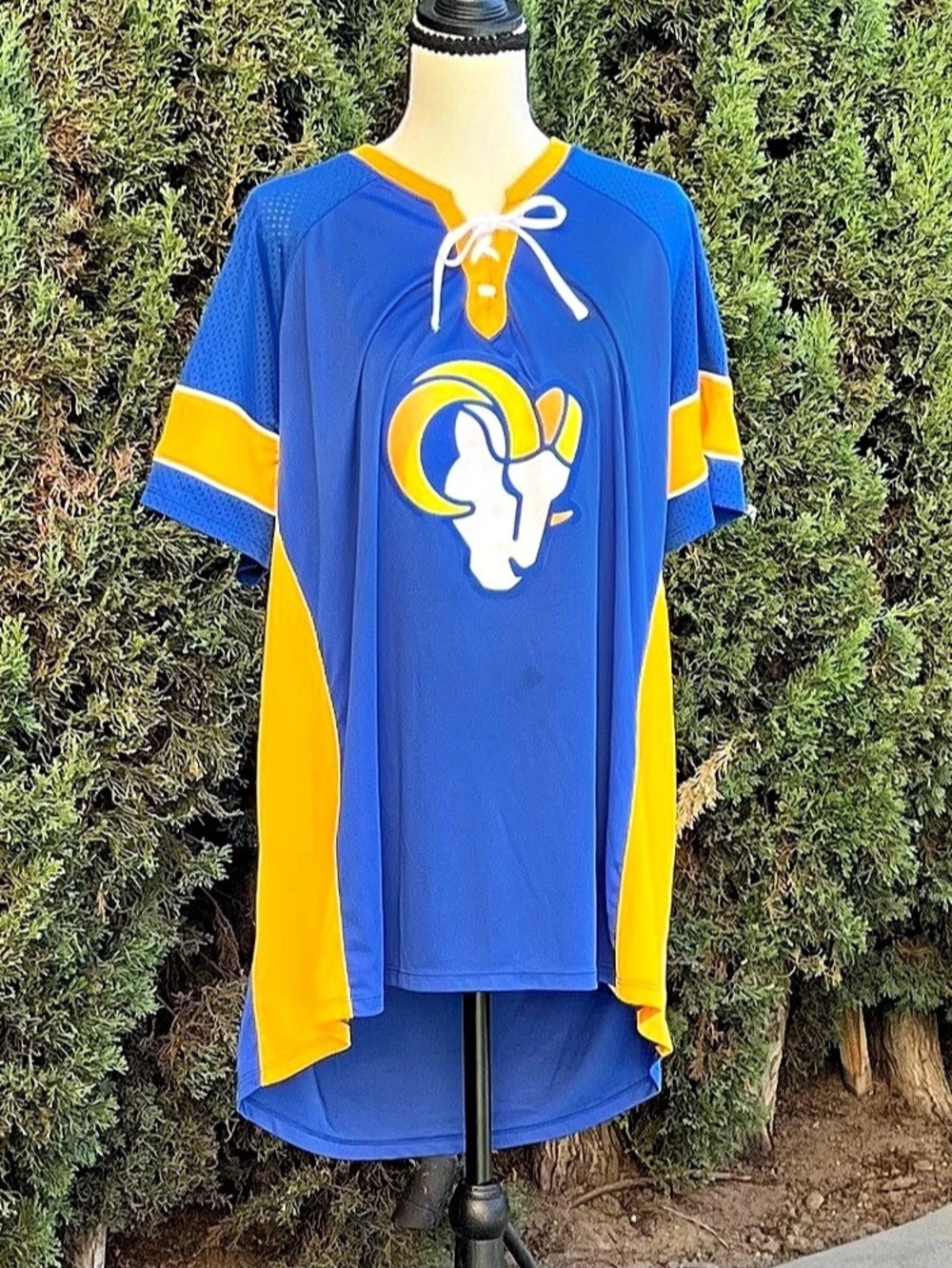 Women’s Fanatics Los Angeles Rams jersey Blue & Yellow Athletic Jersey with lace